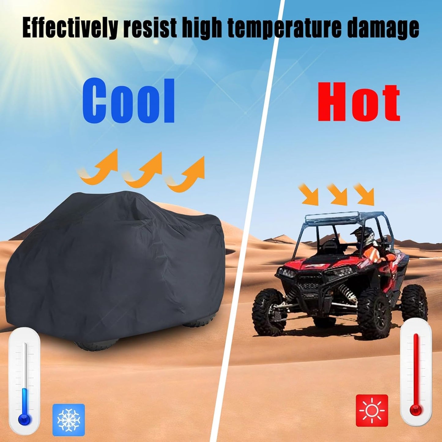 Car Cover 2-3 Seaters Outdoor Waterproof All-Weather Protection Outdoor Heavy Duty All Weather Protection Black Compatible with Polaris RZR Can-Am Oxford Cloth 134" x 70" x 75" inches