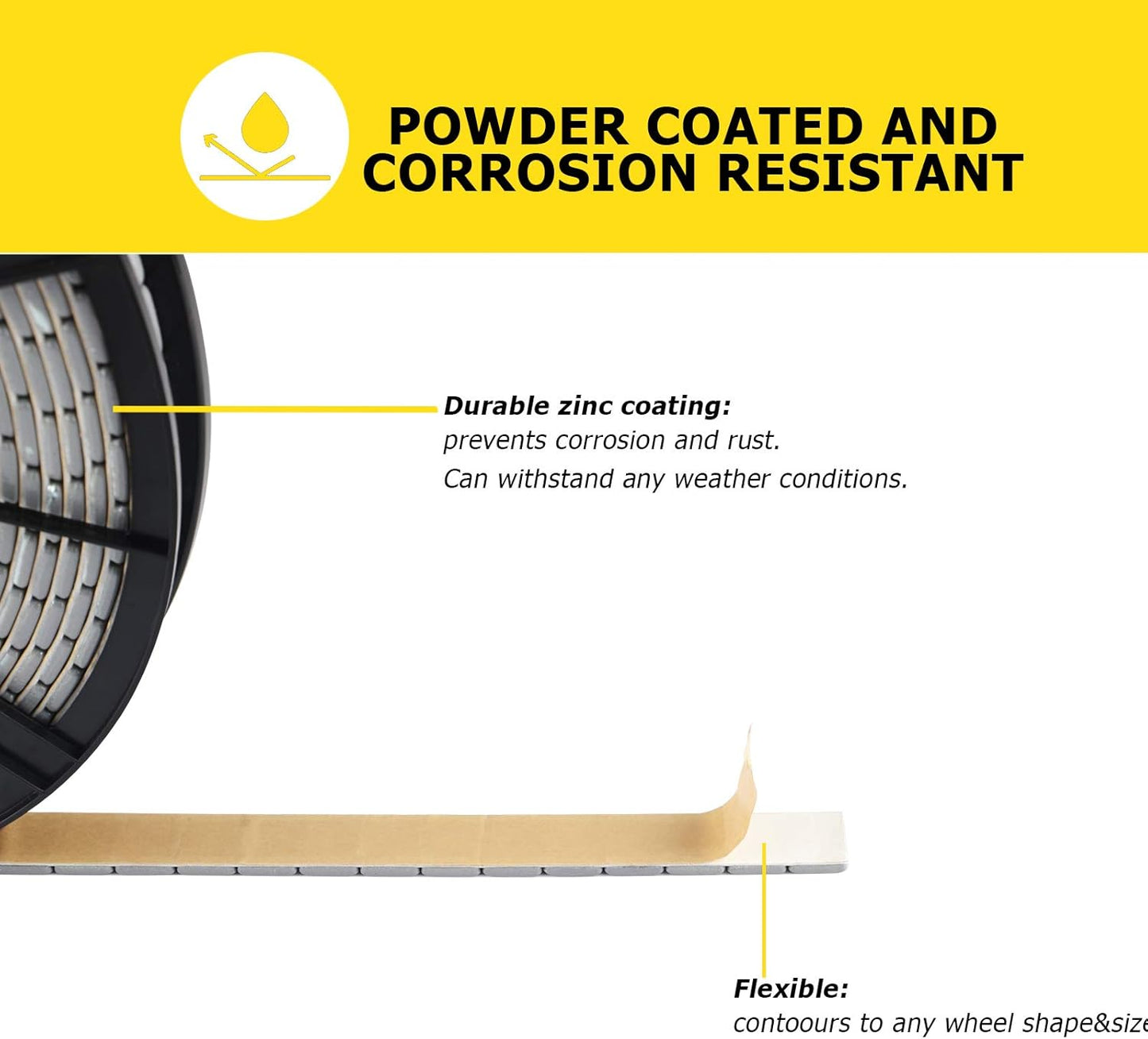 YIZBAP Wheel Weights Gray 1/4 OZ, 5kgs/11lb/Roll, 715pcs, with Strong Adhesive. 0.25 Ounce Stick on Wheel Weights for Cars, Trucks, SUVs, Motorcycle and Others