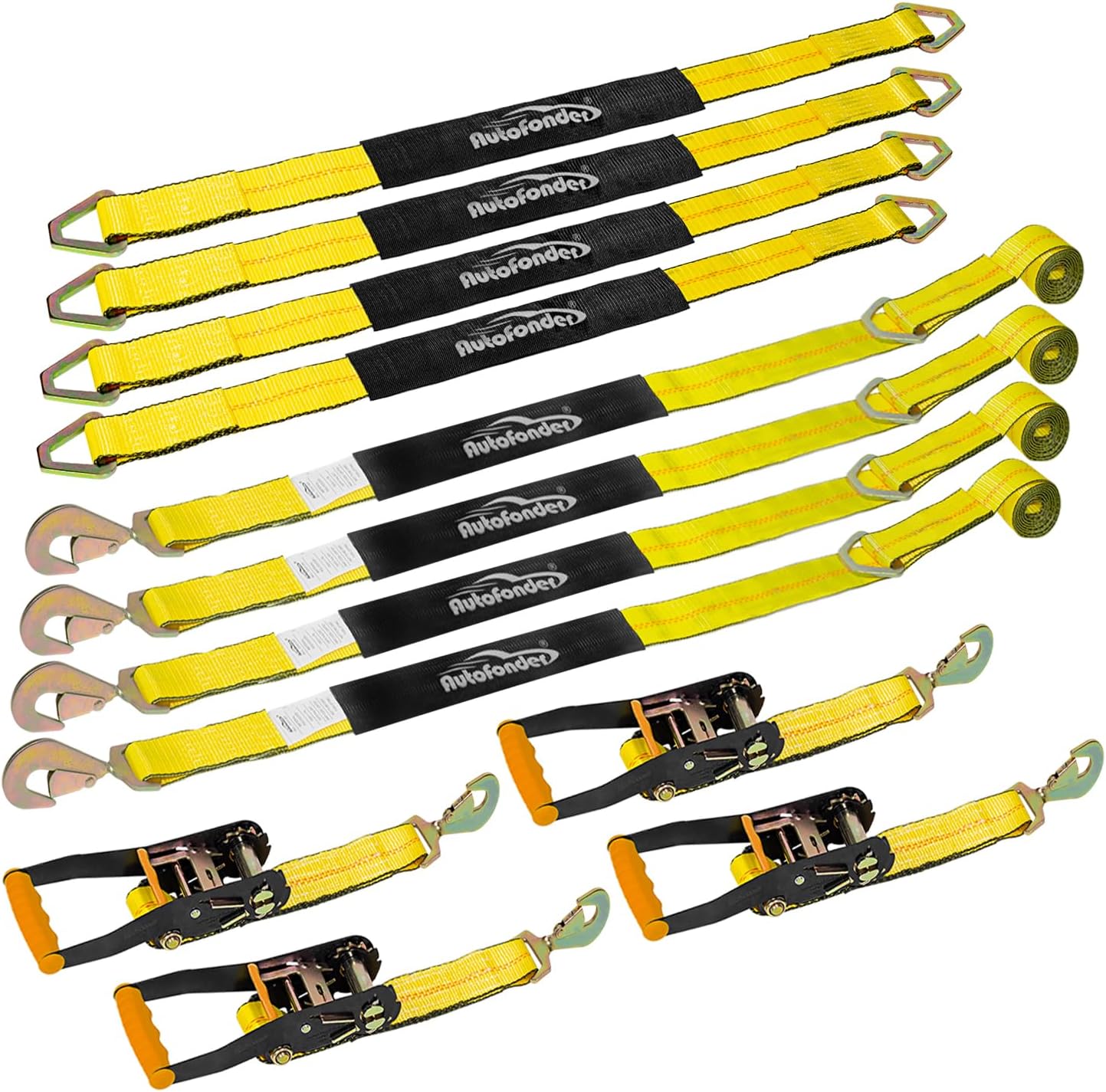 Complete Axle Straps Tie Down Kit 2" x10' Heavy Duty Vehicle Tie Down Strap-Breaking Strength 10,000lbs-Working Load Limit 3,333lbs-Car Tire Straps for Car, Truck, UTV & More