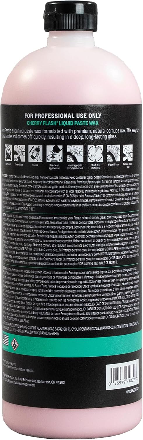 Malco Cherry Flash Automotive Liquid Paste Wax – Protect & Shine Your Vehicle/Easiest Way to Hand Wax Your Car/Lasting Gloss & Protection For Cars, Trucks, Boats and Motorcycles / 32 Oz. (124832)
