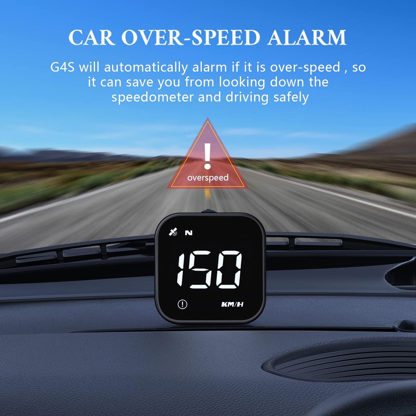 G4S Digital GPS Speedometer, New HUD Car Head Up Display with Digital Speed in MPH KPH, Universal for Cars Truck Electric Hybrid Automobile (G4S-White)