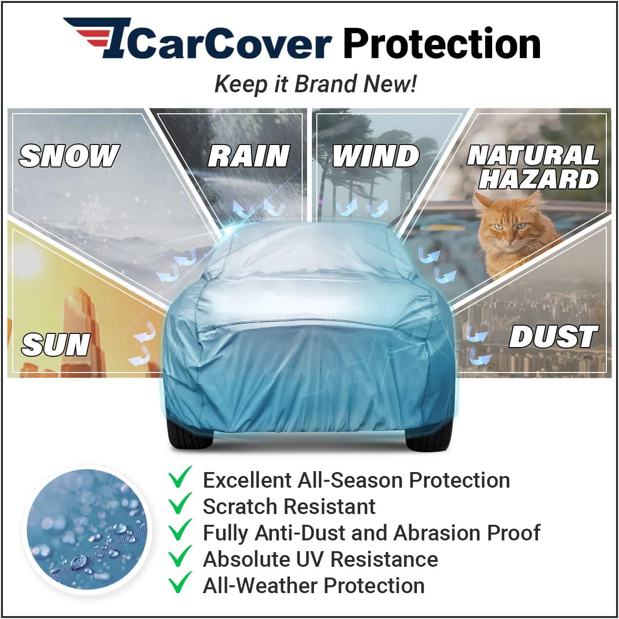 iCarCover Premium Car Cover for 1954-1958 Buick Century Wagon Heavy Duty Waterproof All-Weather Automobiles Custom Fit Indoor Outdoor UV Snow Protection Covers with Straps and Bag