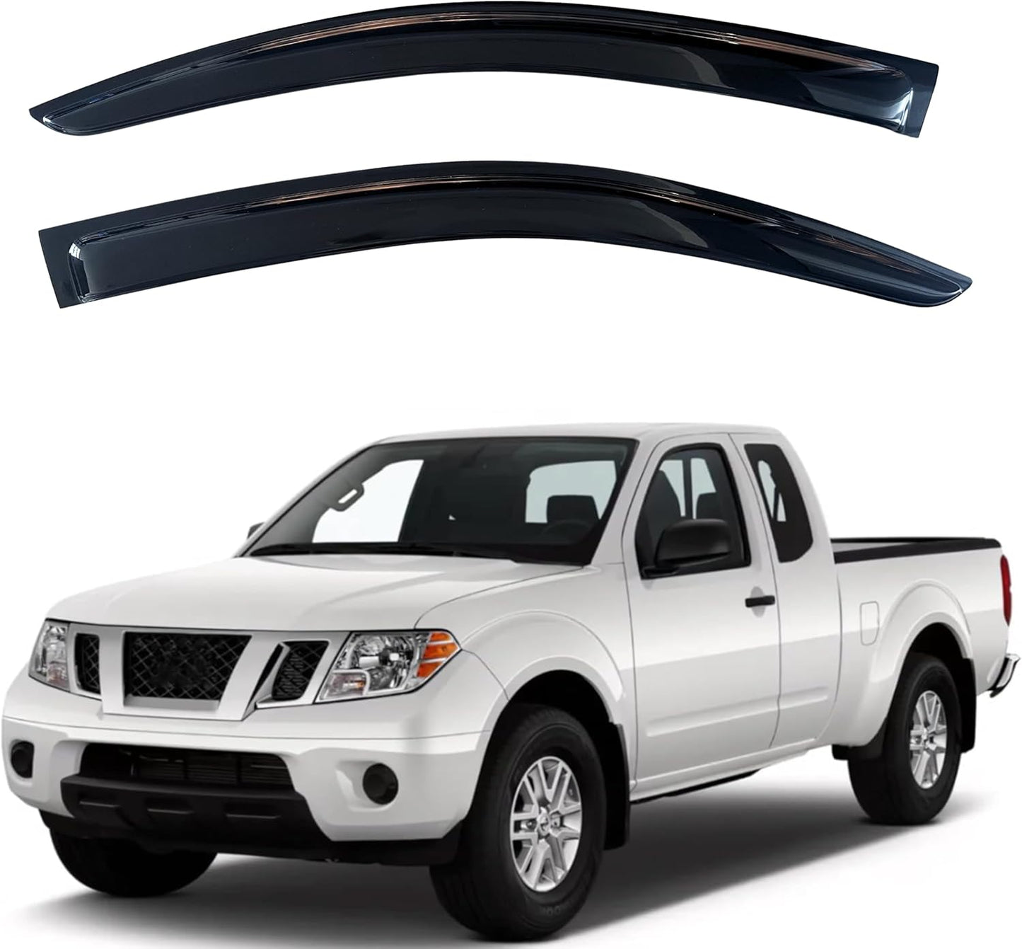 KPY Window Visor Compatible with Nissan Frontier King Cab 2005-2020, 2PC Rain Guard Side Window Vent Deflector Tape-On Style, 2006 2007 2008 2009 2010 2011 2012 2013 2014 2015 2016 2017 2018 2019 2020