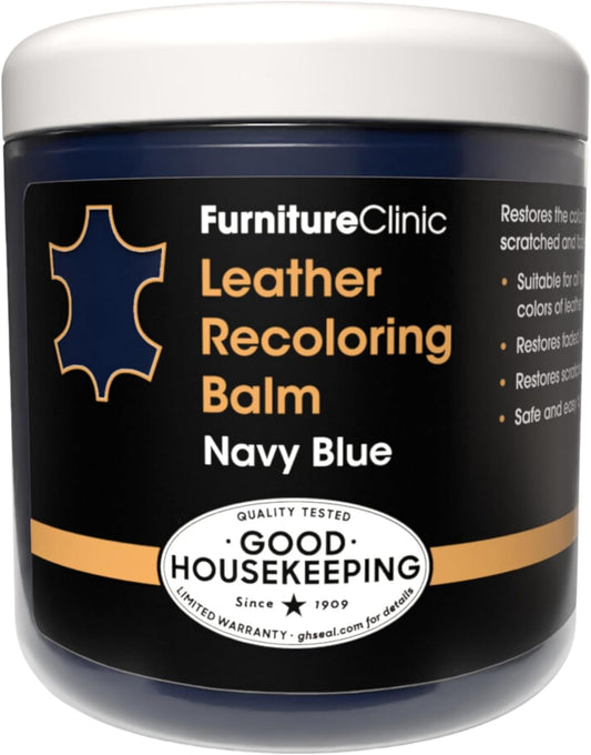 The Original Leather Recoloring Balm by Furniture Clinic - Navy Blue Leather Dye for Furniture, Couches & Car Seats - Restore Scratched, Faded, & Damaged Surfaces