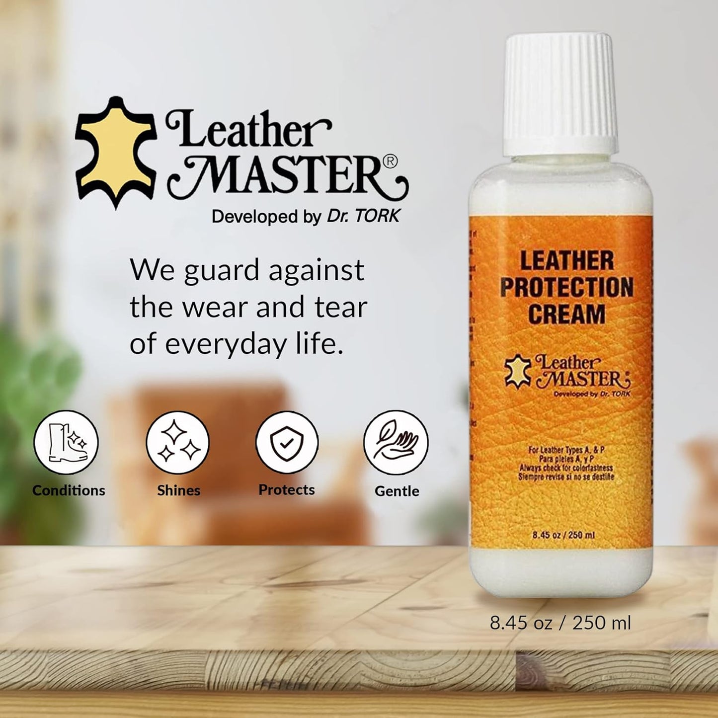 LEATHER MASTER 250ML Leather Protection Cream - Leather Cleaner and Conditioner for Couch Clothes Purses Shoes Boots Car Leather Water Based Formula