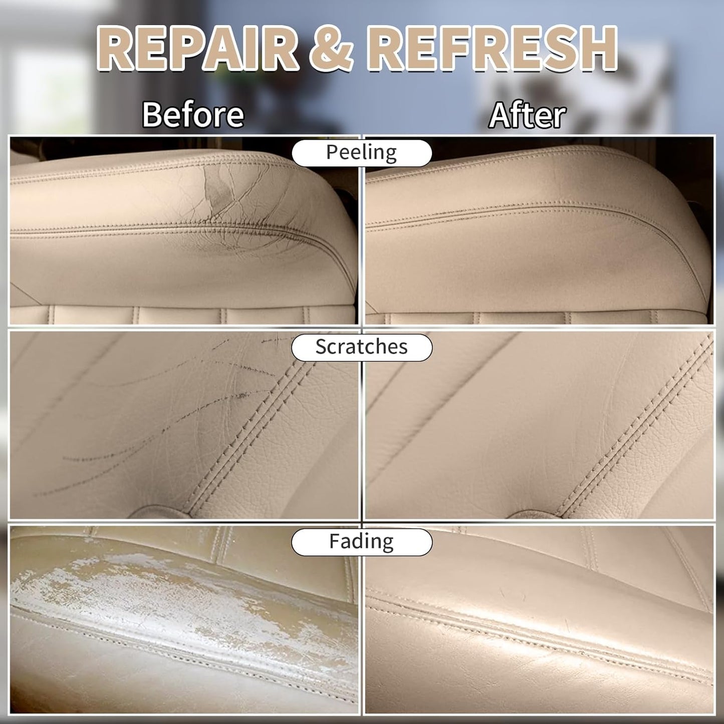 Beige Leather Recoloring Balm with 100ml Mink Oil,Leather Couch Scratch Remover,Leather Repair kit for Vinyl Furniture and Car Interior,Leather Dye Paint,Mink Oil for Leather