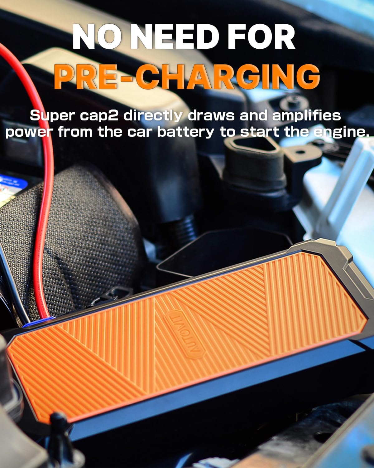 Autowit Super Capacitor Jump Starter, 12V Batteryless Portable Jump Box, Jumper Cables for 8.0 Gas&4.0 Diesel Car, Portable Jump Starter for Car Battery, Bulit-in Supercapacitor, No Need Pre-Charge