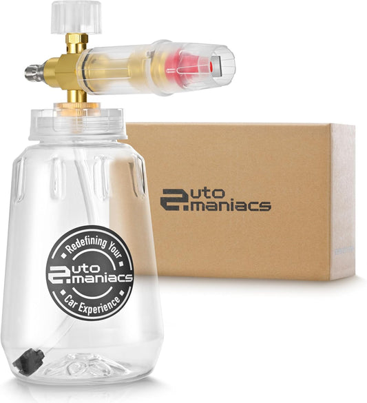 AutoManiacs Foam Cannon for Pressure Washer, Adjustable Car Wash Sprayer with 1/4 Inch Quick Connector, 1L Durable Snow Foam Blaster for Car & Truck Washing