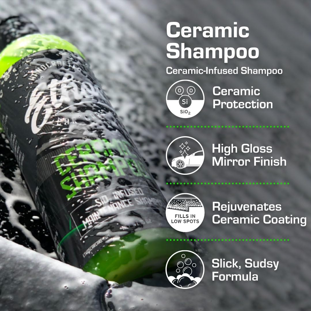 Ceramic Car Shampoo - Car Wash For Ceramic Coatings - Car Wash Soap - Adds Hydrophobic Protection | Enhances Ceramic Coatings, Waxes Or Sealants | Incredible Shine
