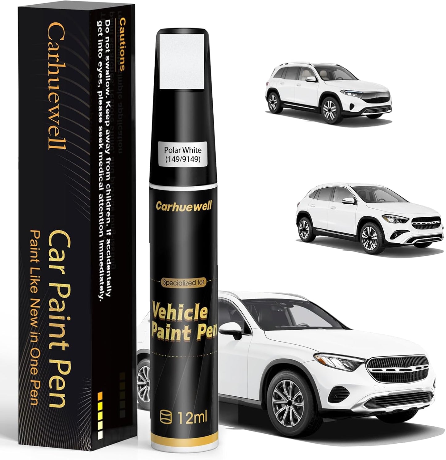 (149/9149) Polar White Touch Up Paint Compatible with Mercedes-Benz, Exact Match Car Paint Pen Automotive Scratch Repair Remover Kit Quick & Easy Solution for Vehile Chips and Nicks