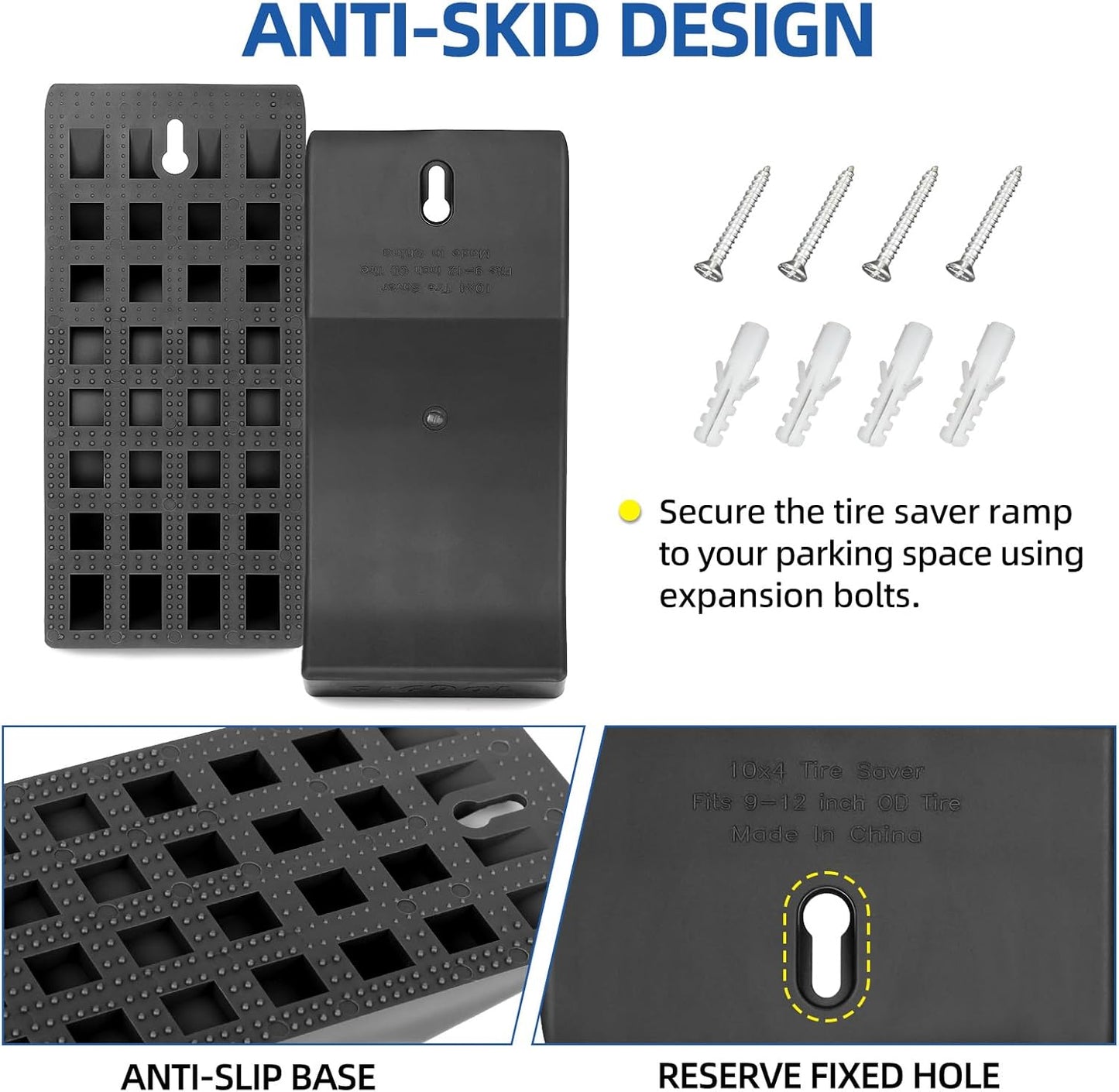 2-Pack Flat Free Tire Saver Ramp for 9-12" PU Foam Tire and Wheel, Non Flat Spots Saver Ramp, Suitable for Lawnmower, Wheelbarrow, and Trailer