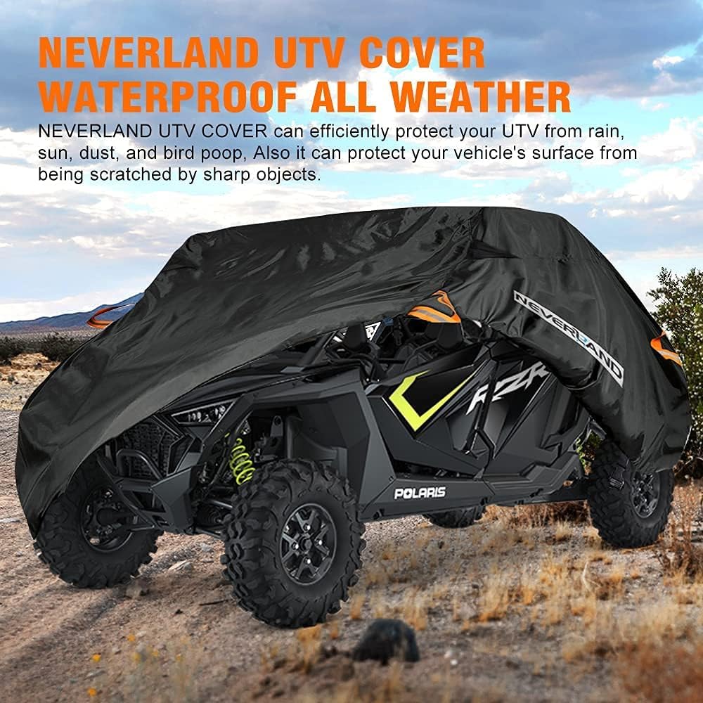 NEVERLAND UTV Cover 4-6 Passenger - All-Weather Protection Side by Side Cover, Compatible with Polaris RZR General Honda Suzuki Yamaha SxS Arctic Cat John Deere Kymco Bobcat Argo Can Am Maverick X3