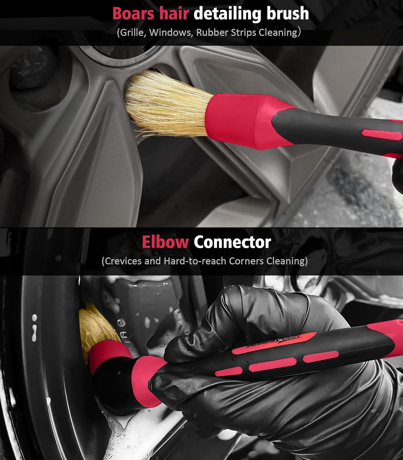 6PCS Motorcycle Cleaning Kit, Wool Wheel Brush, Tire and Chain Brush, Detailing Brush, Ultra Plush Microfiber Towel and Car Wash Mitt for Car Wheels Motorcycle Dirt Bike Cleaning Wash Kit