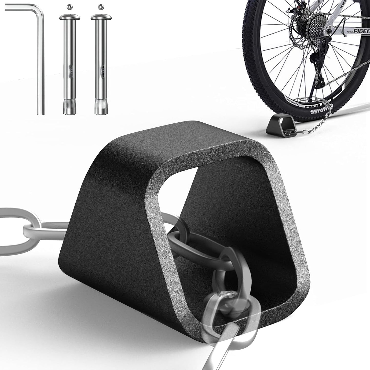 KHAMAL Security Anchor for Chain With 2 Protected Expansion Bolts - Heavy Duty Security Ground Anchor, Anti Theft Floor and Wall Ground For Motorcycle, Bicyle, Trailer, Scooter Bike Lock