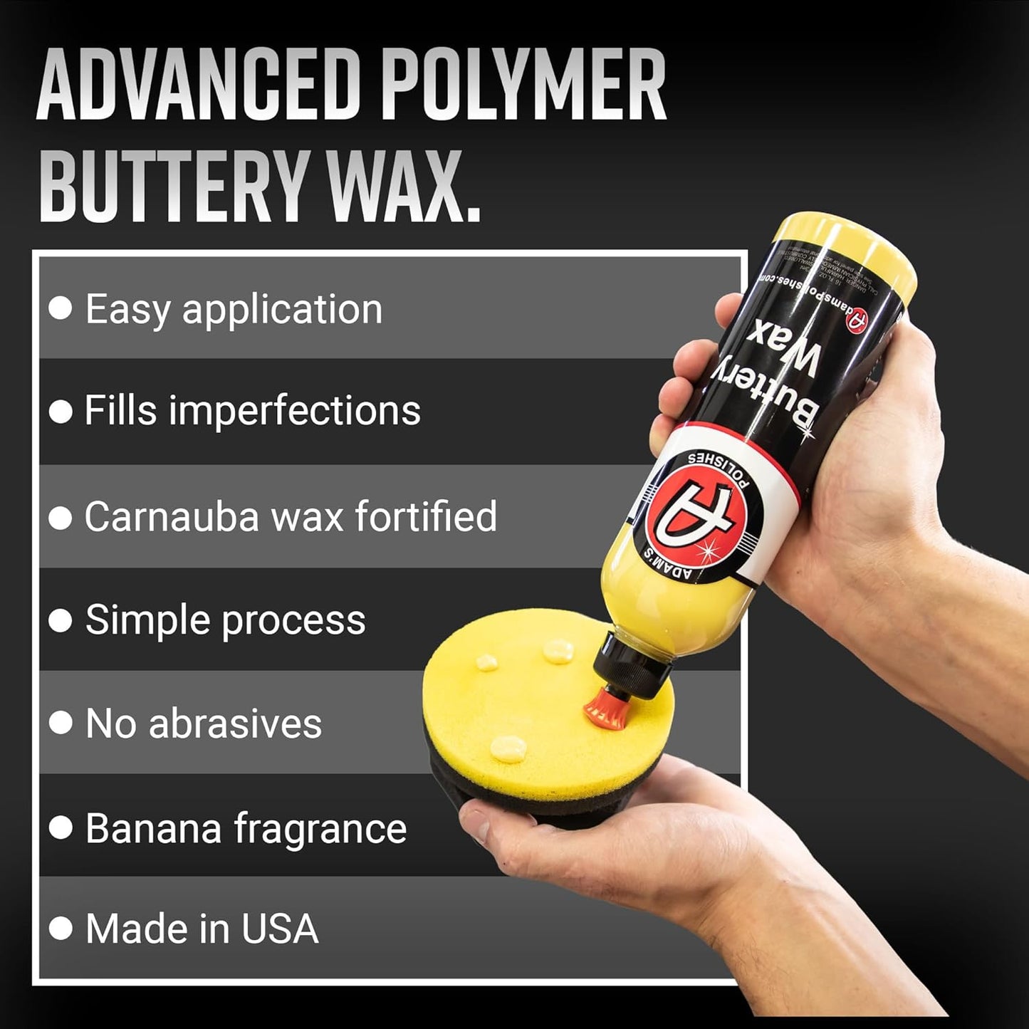 Adam's Buttery Car Wax Kit - Pure Carnauba Wax For Car Detailing Liquid Wet Wax After Car Wash For Shine, Gloss, & Paint Protection - Use W/ Car Cleaning Kit On Car, Boat RV & Motorcycle