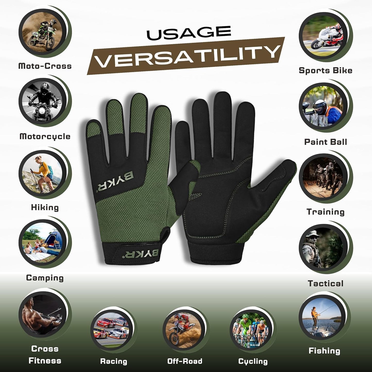 BYKR All-Weather Motorcycle Gloves for Men & Women – Protection for Dirt Bike, BMX, MX, and ATV Riding