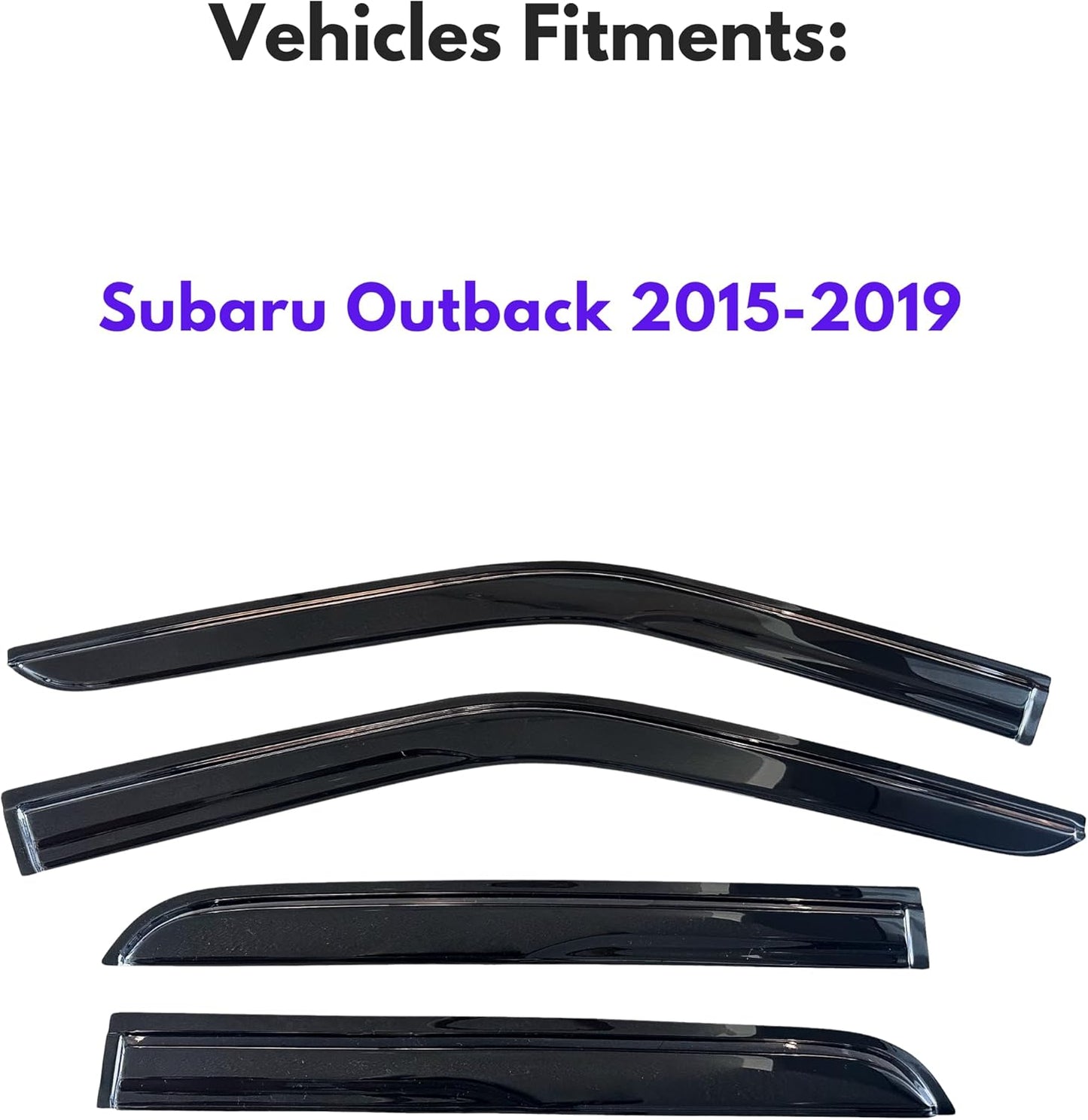 KPY Window Visor Compatible with Subaru Outback 2015-2019, 4PC Rain Guard Side Window Vent Deflectors Tape-On Mugen Style, 2015 2016 2017 2018 2019
