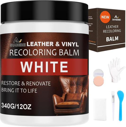 Leather Scratch Repair Balm-Leather Color Restorer for Couches Leather Scratch Remover for Carseat Boots Leather Couch Scratch Repair Couches (White)
