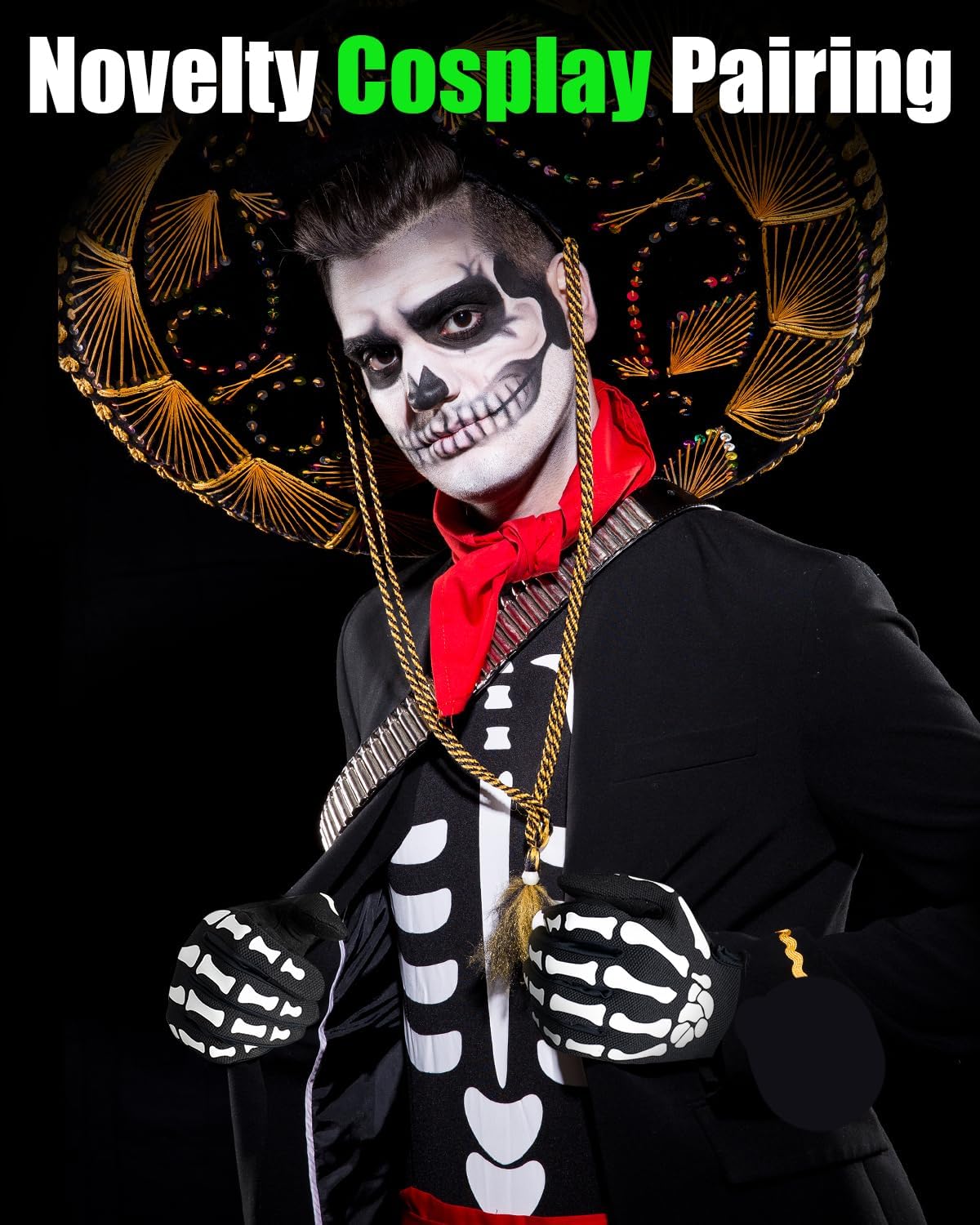 RIGWARL Skeleton Gloves Glow in The Dark, Touchscreen Riding Cycling Gloves for Men and Women, Breathable Motorcycle Glove