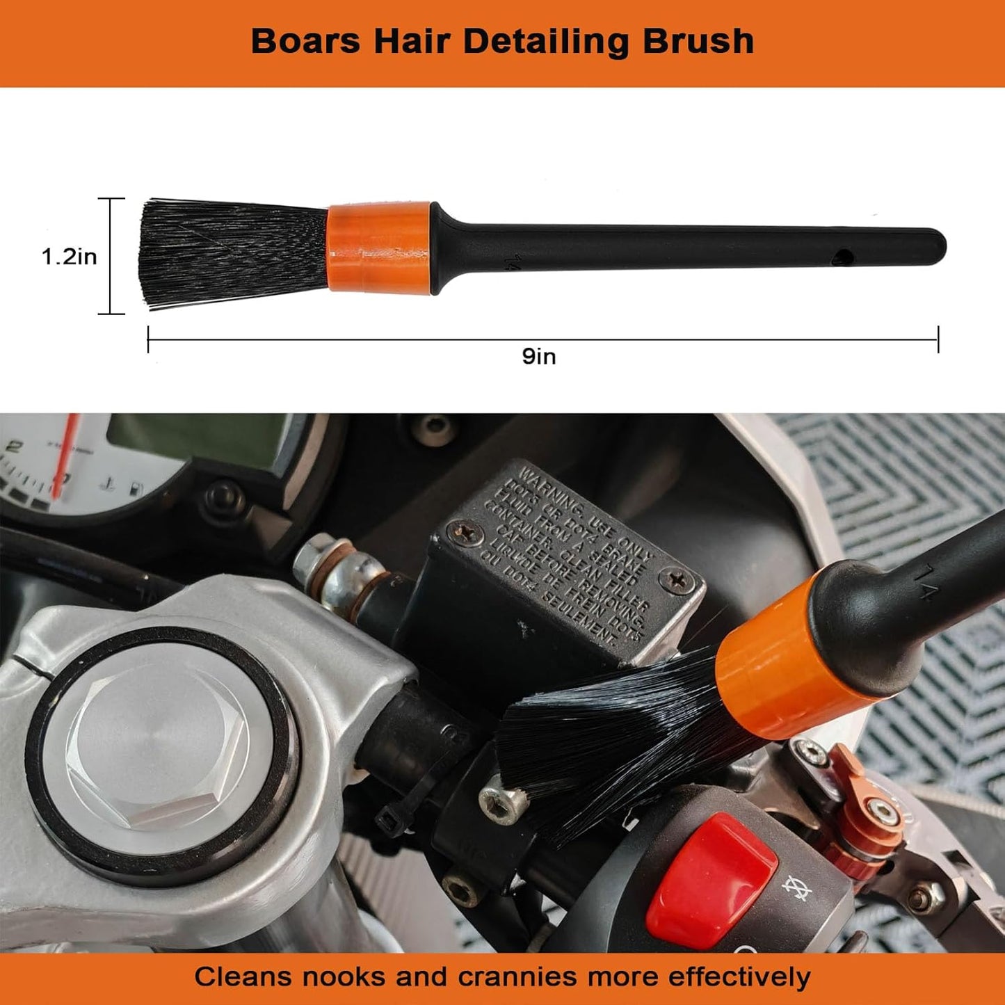 Motorcycle Cleaning Brush Kit 6 Pack with Easy Reach Brush,Wool Wash Mitt,Detailing Brush,Tire Brush,Chain Brush and Microfiber Towel for Cleaning Motorcycle Mudguard, Rims, Paint, Exhaust