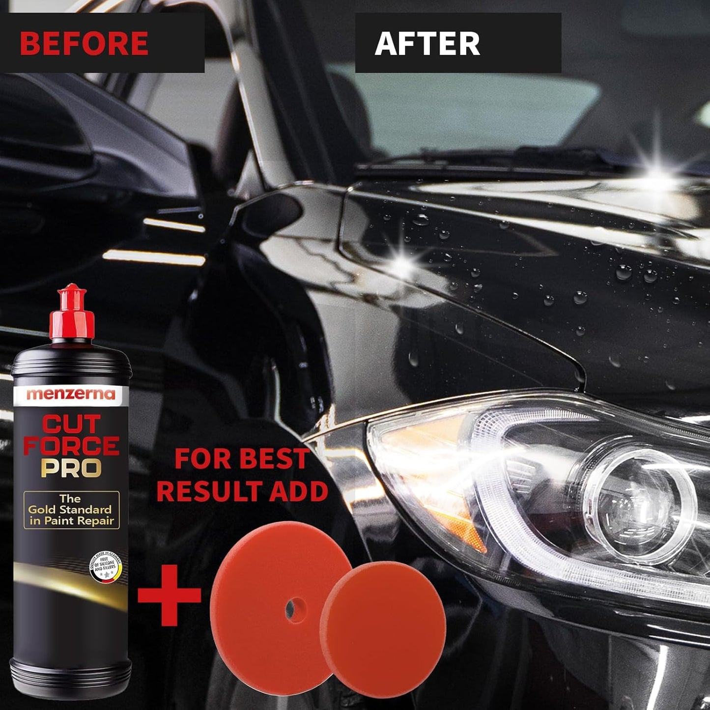 menzerna Cut Force Pro Car Polish 32 oz I Premium Polish with Heavy Cut and high Gloss Finish I Buffing & Polishing Compound for Car Maintenance I for Scratches & Sanding Marks I Car Body Repair