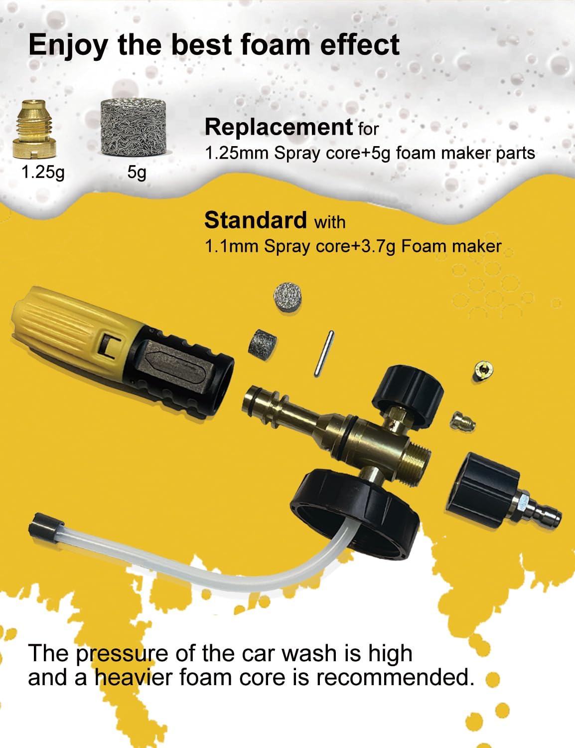 BOSEA Foam Cannon with Pressure Washer Tips and Nozzle Holder, 4000PSI Car Wash Snow Foam Cannon (Wide Mouth) with M22 and 1/4" Quick Connector,1L Bottle