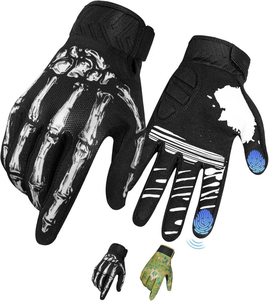 RIGWARL Skeleton Motorcycle Gloves Men Women Touchscreen, Non-Slip Mountain Bike Gloves for Men Cycling, Lightweight Dirt Bike Riding Bicycle Glove
