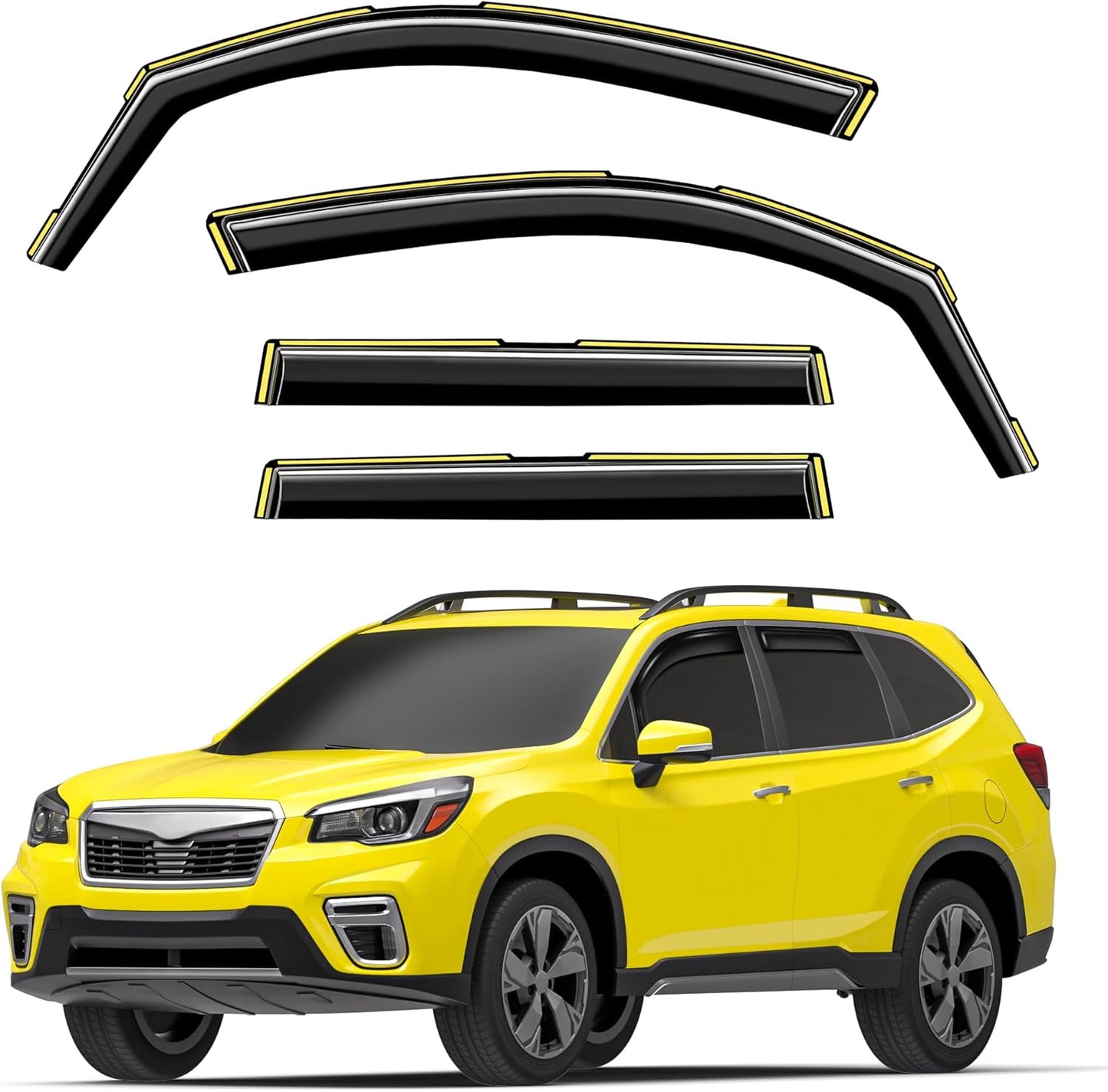 in-Channel Window Rain Guards Intended for Subaru Forester 2019 2020 2021 2022 2023 2024 Extra Durable Window Deflectors Vent Visors Shades Exterior Car Accessories - 4 pcs
