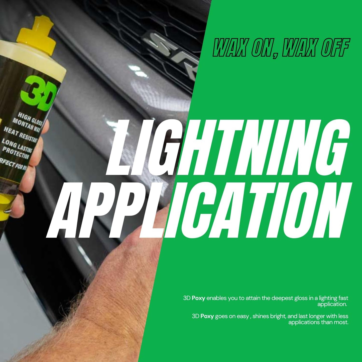 3D POXY Montan Wax Sealant – Long Lasting Hybrid Car Wax for High Gloss Finish & Paint Protection | Non-Staining Formula | Easy to Apply | Made in USA |8 oz