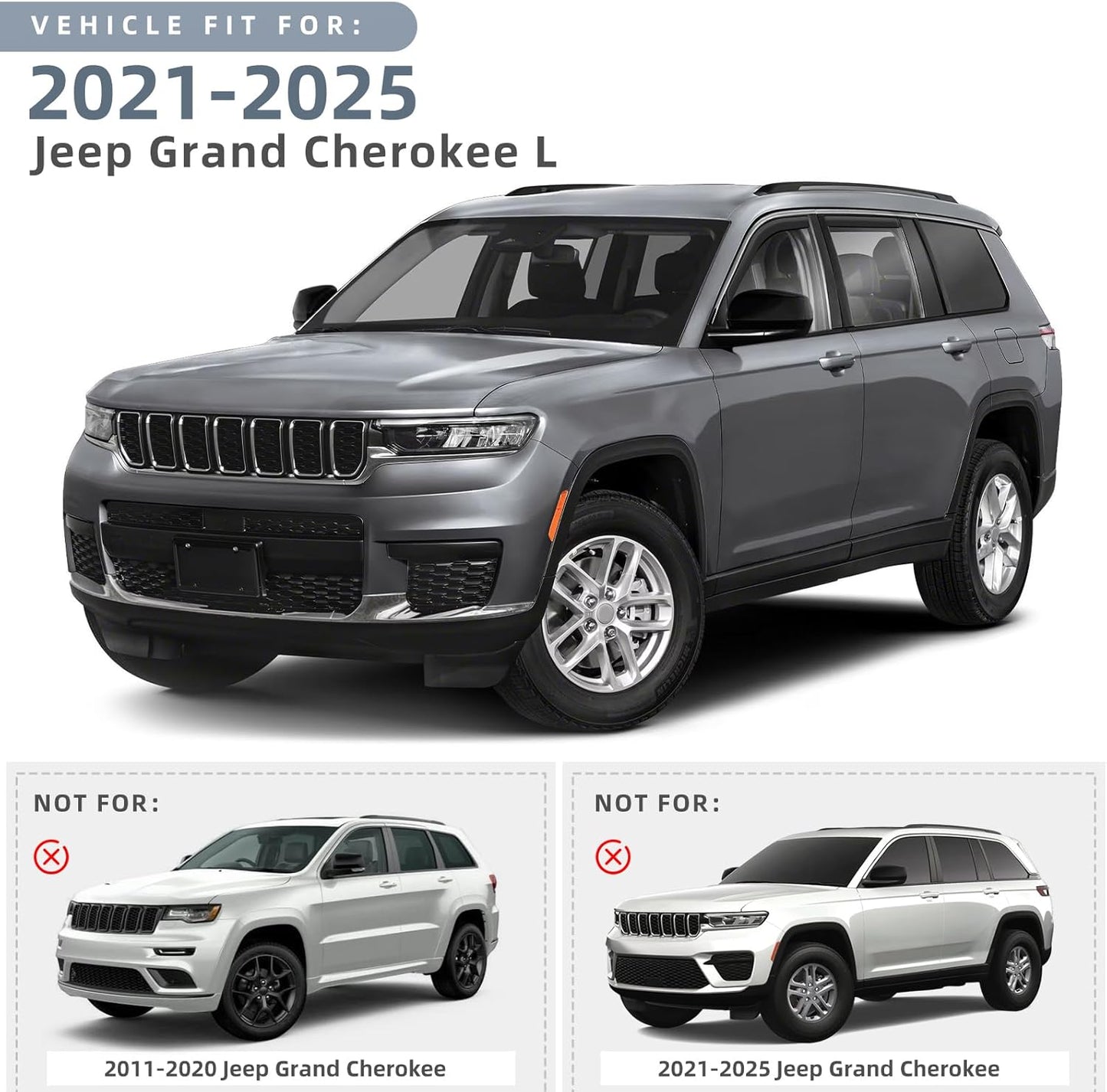 in Channel Rain Guards for 2021 2022 2023 2024 2025 Jeep Grand Cherokee L, Durable Side Wind Deflectors, Smoke Vent Window Visors Shades Shield, 4PCS