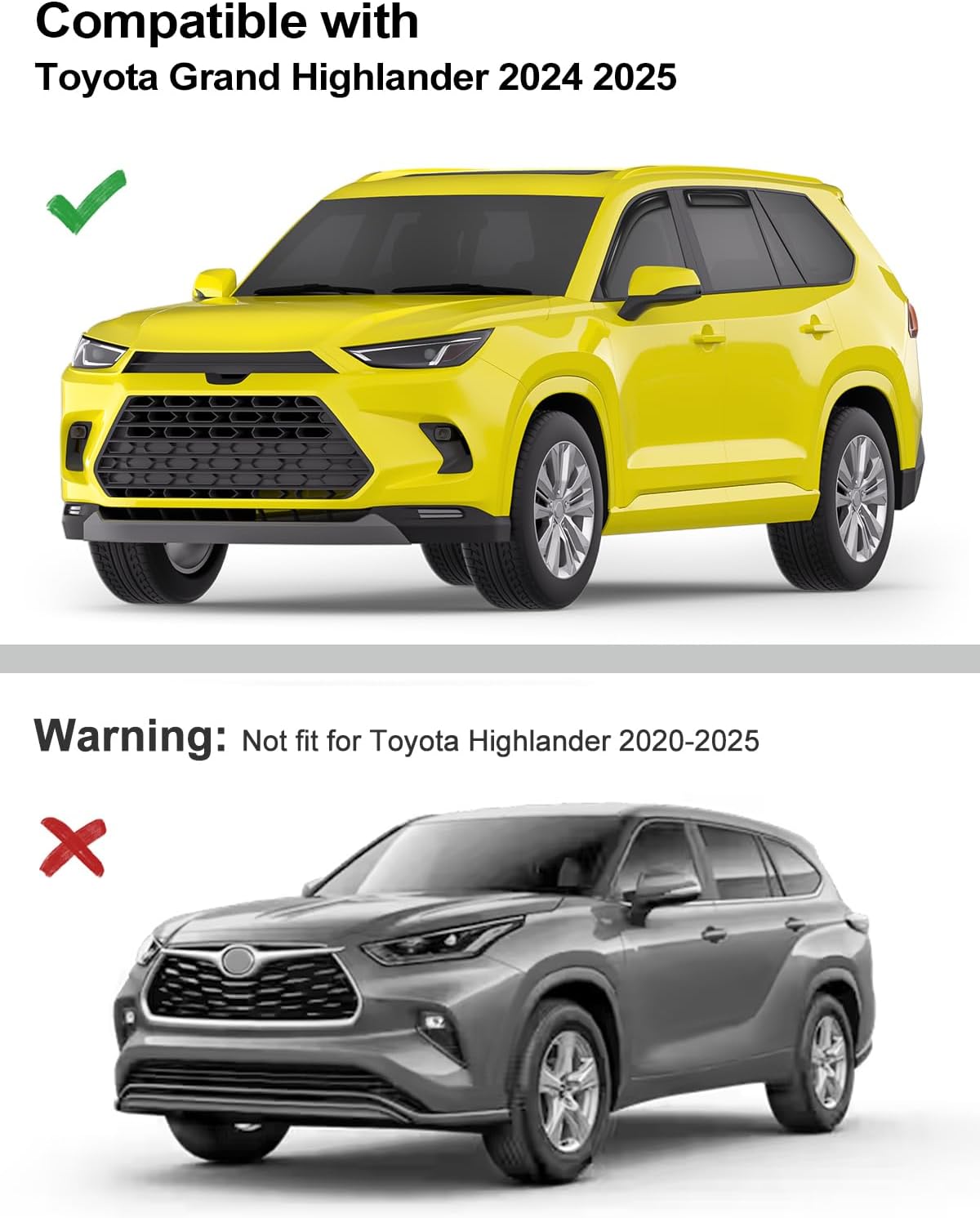 in-Channel Window Rain Guards Fit for Toyota Grand Highlander 2024 2025 Extra Durable Window Deflectors Vent Visors Shades Car Accessories Visors Rain Guards -4 pcs