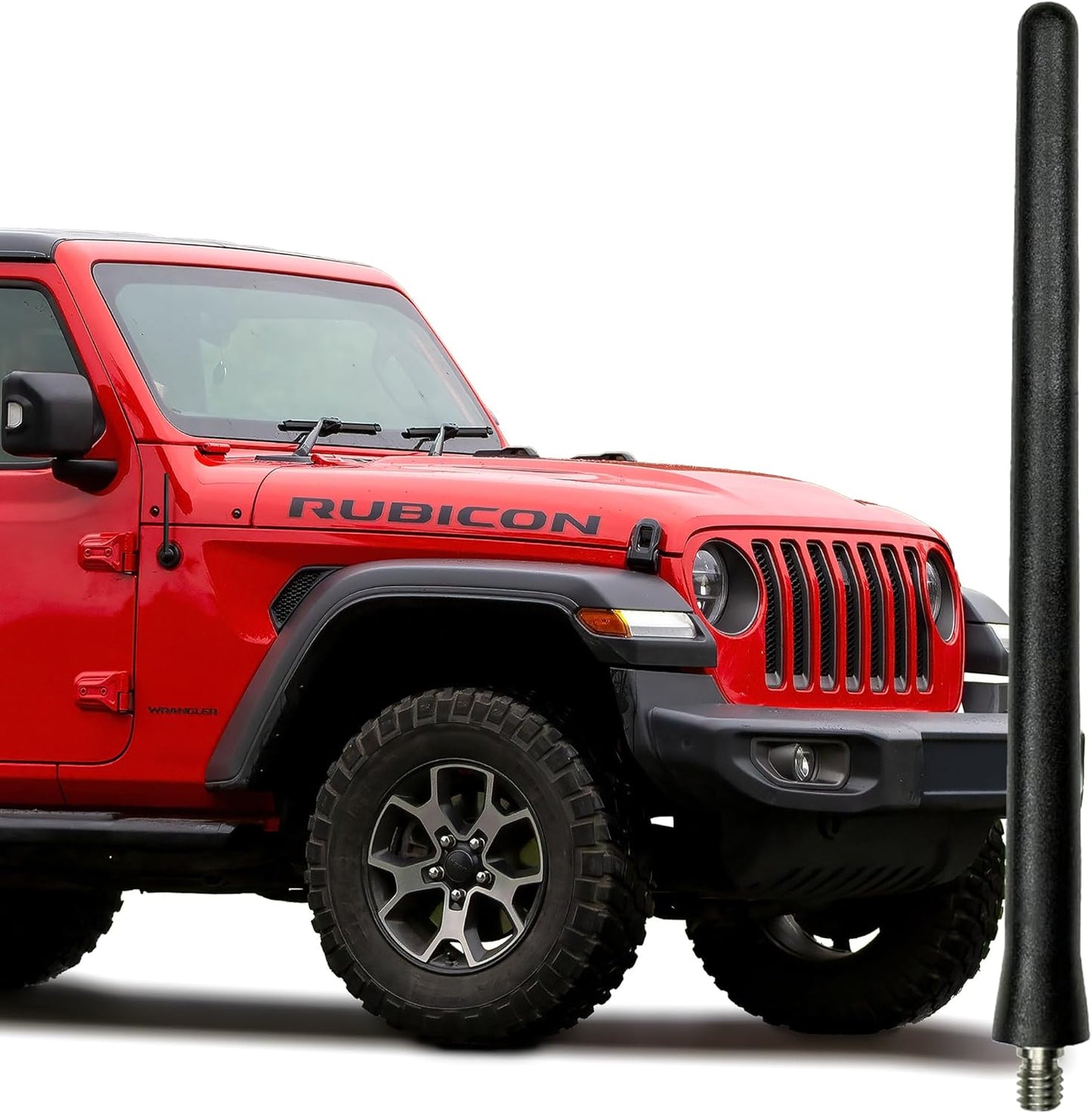 AntennaMastsRus Short Rubber Antenna for Jeep Wrangler JK/JL Gladiator (2007-2024), USA Stainless Steel Threading, The Original 6 3/4" Truck Accessory, Car Wash Proof, Internal Copper Coil