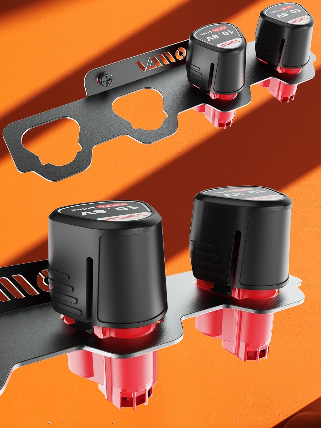 VAIIO Compatible Milwaukee M12 12V Battery Rack Holder, Wrought Iron Heavy Duty Thickened Batteries Slots, Stealth Battery Wall Mount Organizer Garage Storage,Workshops,Shelves,Case New Battery Dock