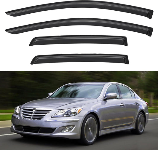 Window Visors Rain Guards for 2009-2014 Hyundai Genesis Sedan, Out-Channel Window Vent Wind Deflectors Visors Shades for 09-14 Hyundai Genesis