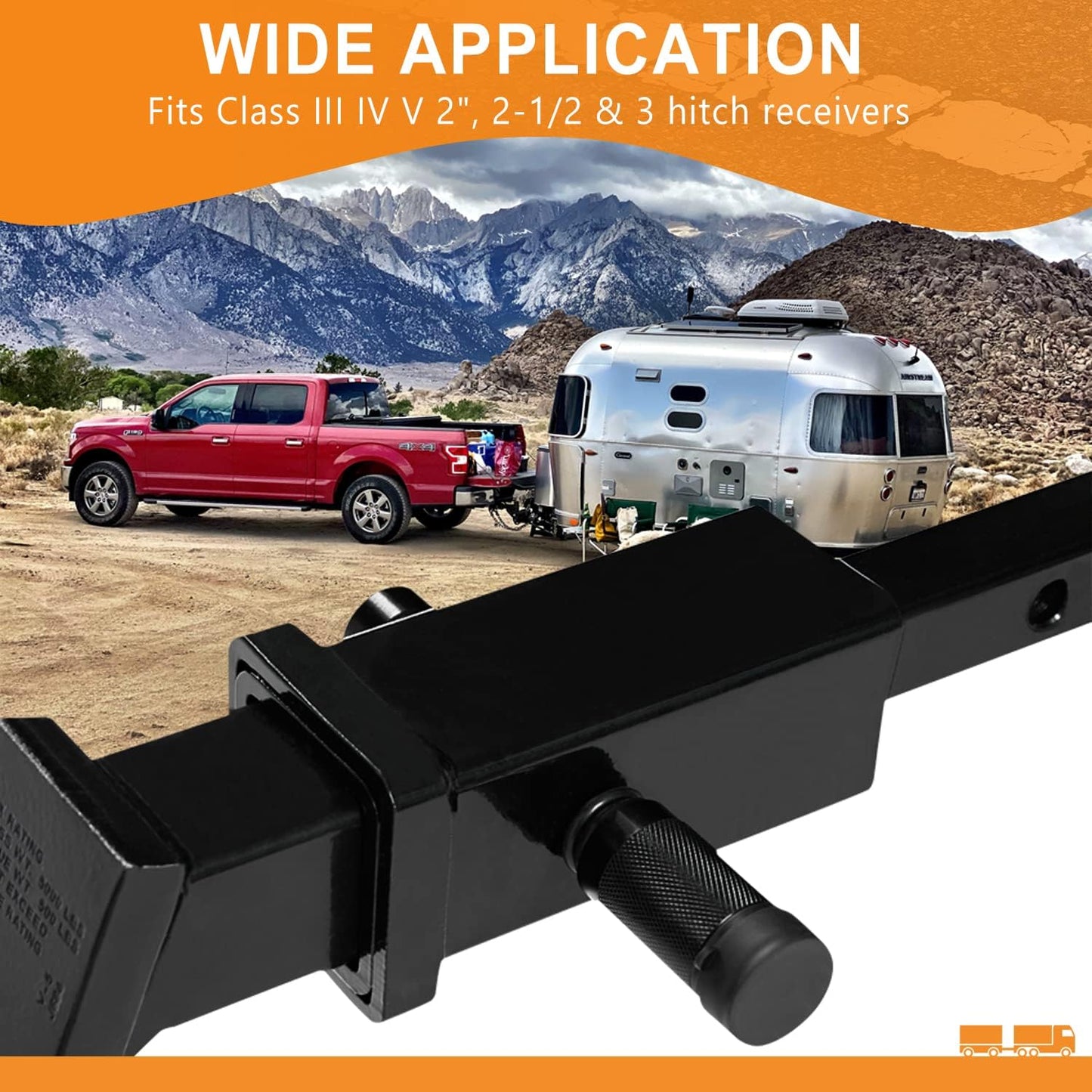 Trailer Hitch Locks, Hitch Lock with 5/8'' Dia 4” Long Pin Fits Class III IV V 2" 2-1/2", 3" & 3-1/2" Hitches, Locking Hitch Pin with Anti-Rattle O-Rings for Trailer Truck Boat (2 Pack)