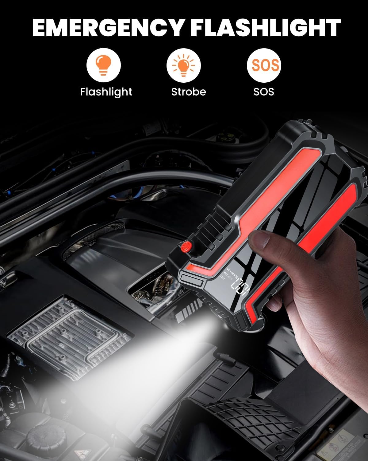 Car Jump Starter 3000A, Car Battery Jump Starter for Up to 10.0L Gas & 10.0L Diesel Engine, 12V Jump Box Portable Jump Starter Battery Pack with LED Light, Jumper Cables