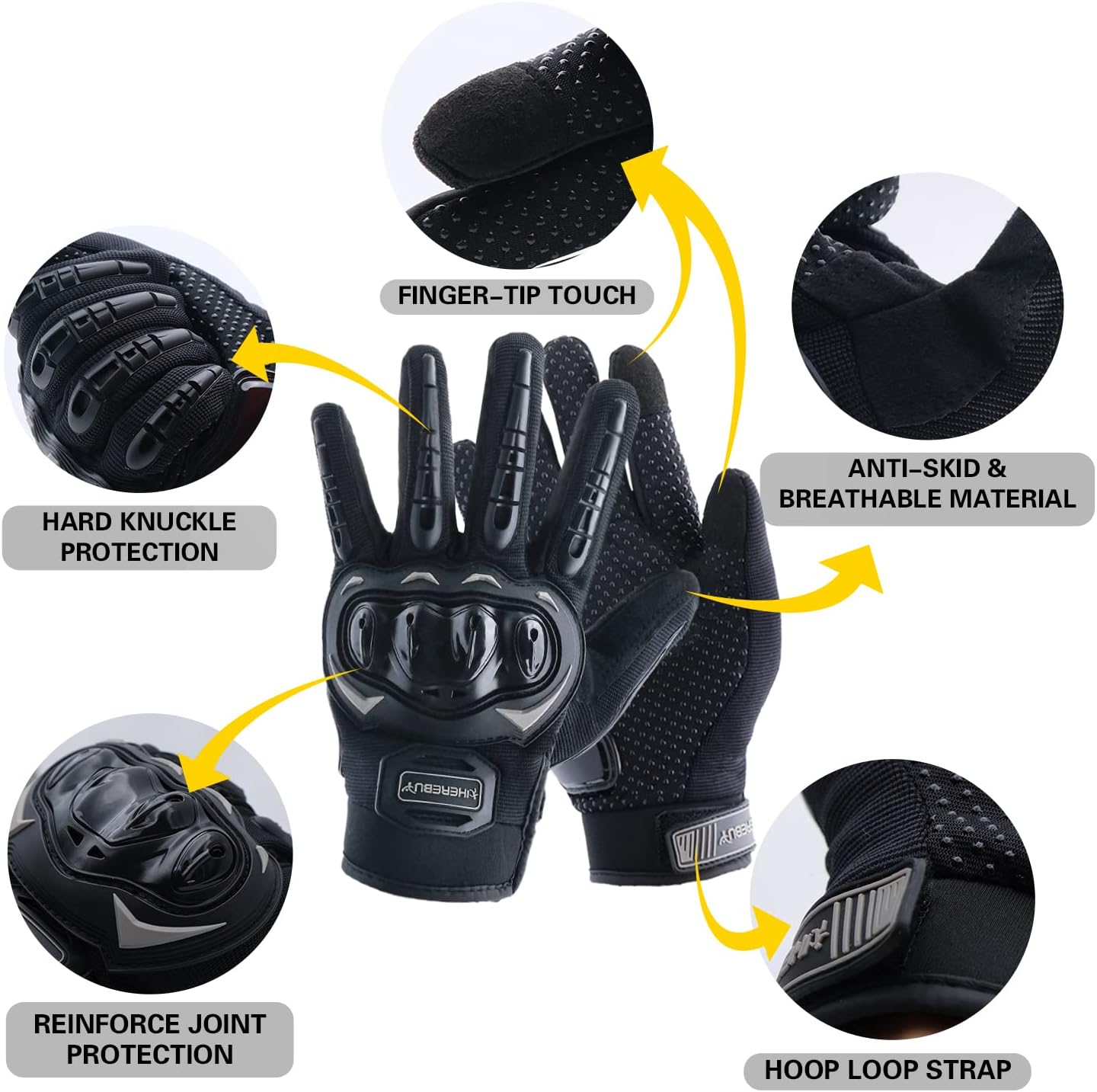 Motorcycle Gloves Touch Screen Full Finger Riding Gloves Knuckle Protection for Men and Women for Dirt Riding, Road Racing, Cycling, Climbing Work Outdoor Sports