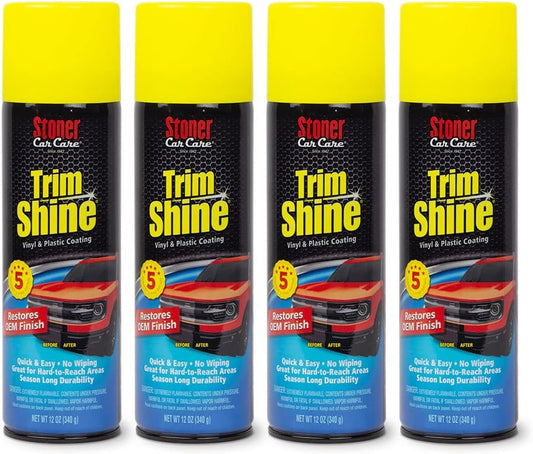 Stoner Car Care 91034-4PK Trim Shine – Vinyl and Plastic Protectant Coating for Interior & Exterior Car Detailing – Restores OEM Color, Adds Shine, UV & Water Protection – 12 Oz, Pack of 4