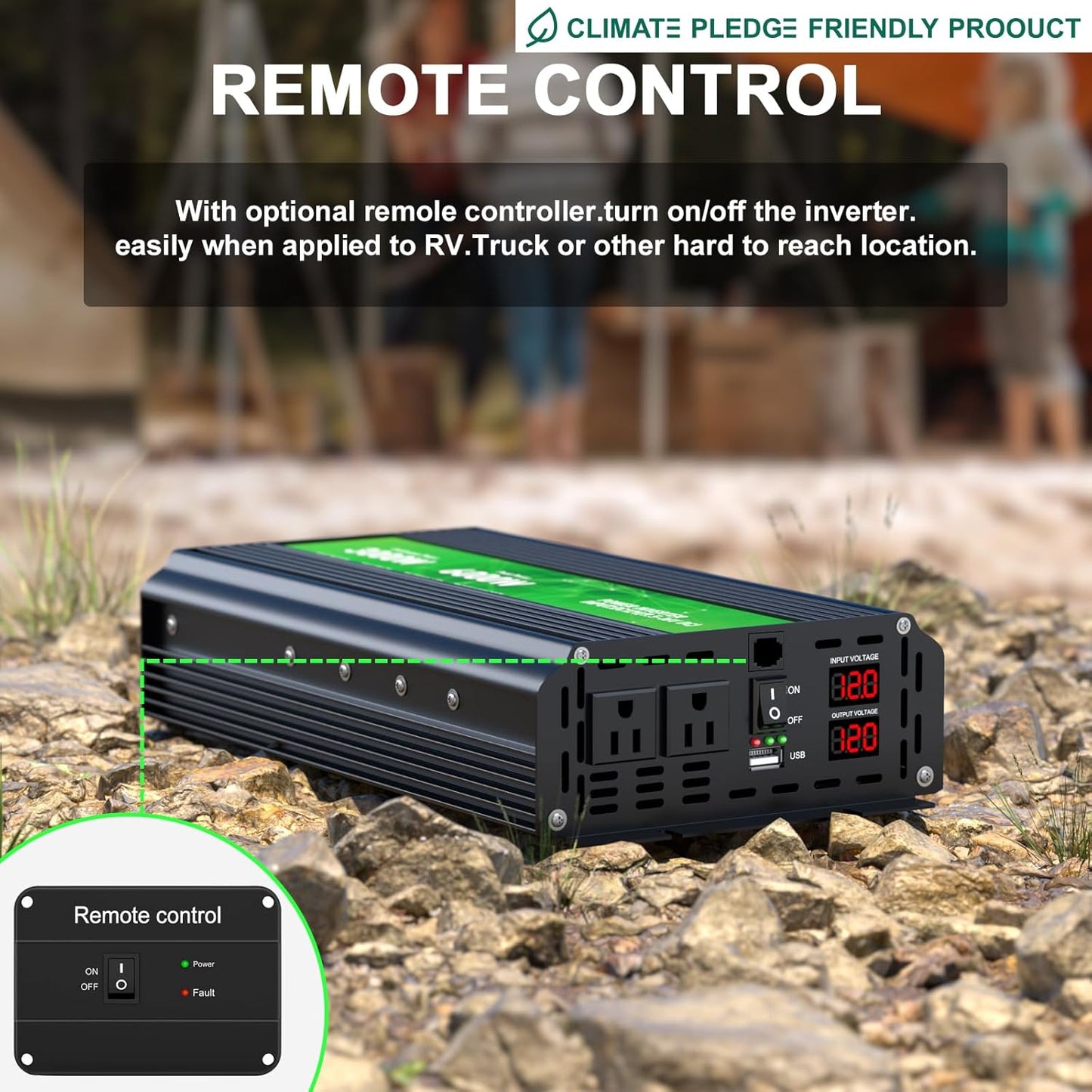 3000W Power Inverter,Peak Power 6000W 12V DC to AC 110V120V,Remote Control with 2AC Outlets and 2.4USB Port,LCD Display for Power Converter,Outdoor Activities,Emergency,Vehicles Truck RV Solar System