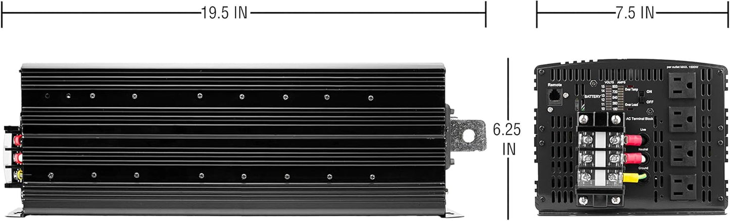 Wagan EL3746 12V 8000 Watt Power Inverter with Remote Control, 16000 Watt Surge Peak, Proline 12 Volt Power Converter for Home RV Camping Van Life Off Grid