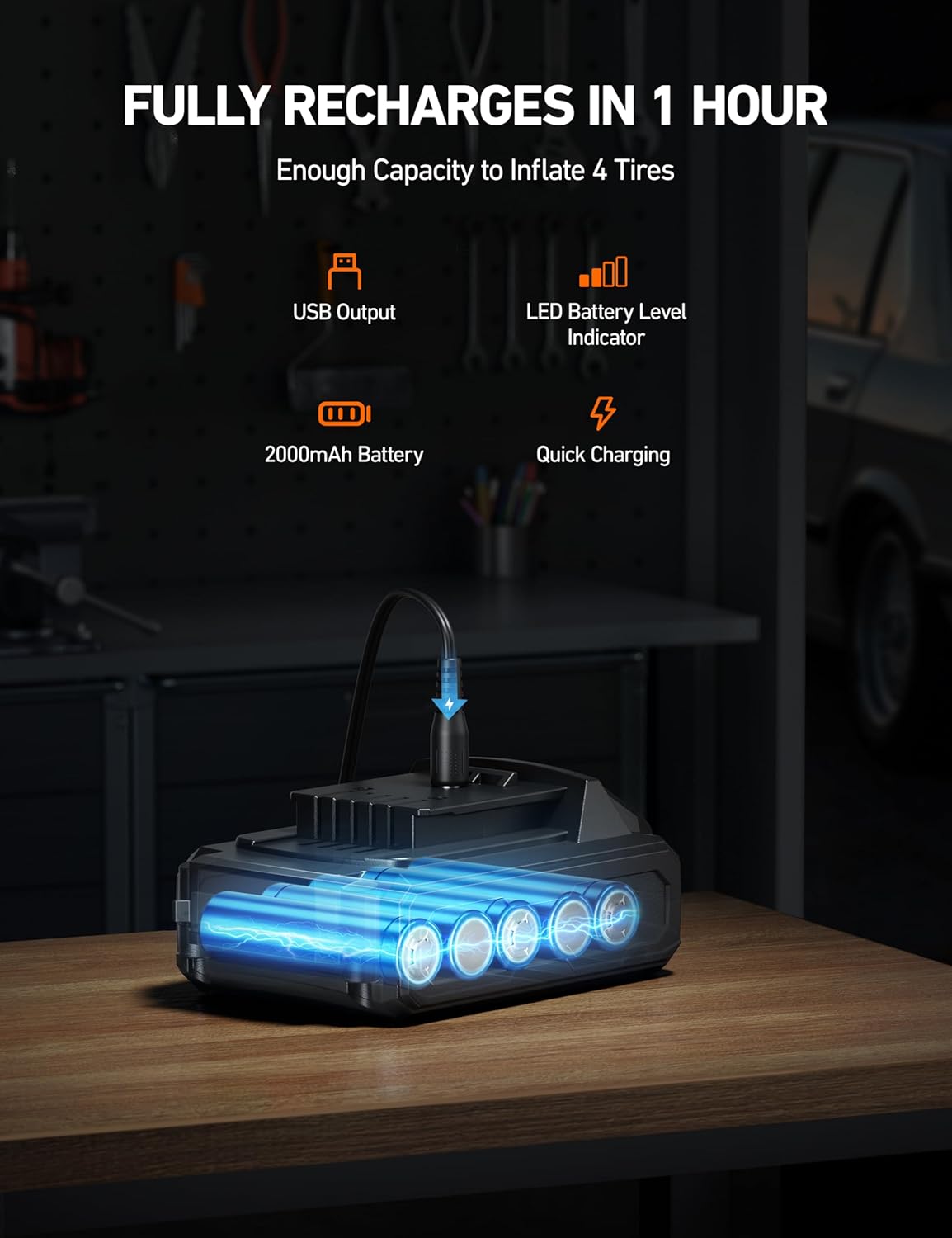 AstroAI Cordless Tire Inflator Portable Air Compressor for Car 160PSI with HD Screen, 3 Power Sources & Dual Powerful Motors, Heavy Duty Air Pump Inflation/Deflation father day gifts