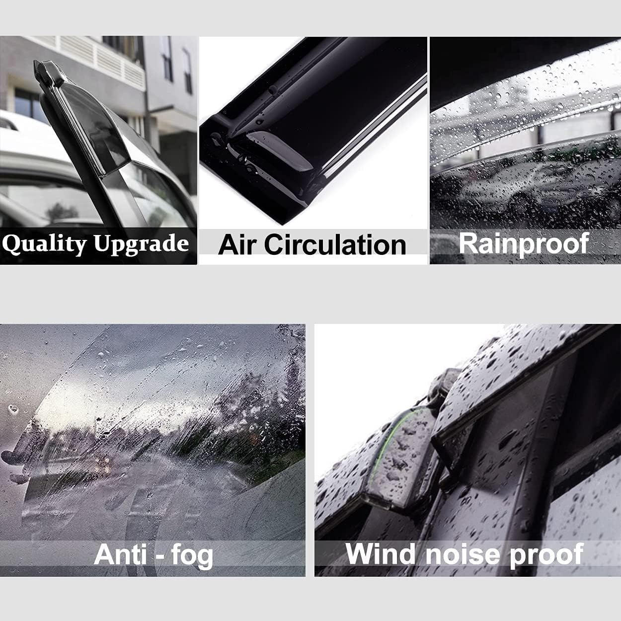 94084 Side Window Wind Deflector,4pc Outside Mount Style Shade Sun Rain Guards Set,Nice Window Visor fit for 2009-2015 Honda Pilot