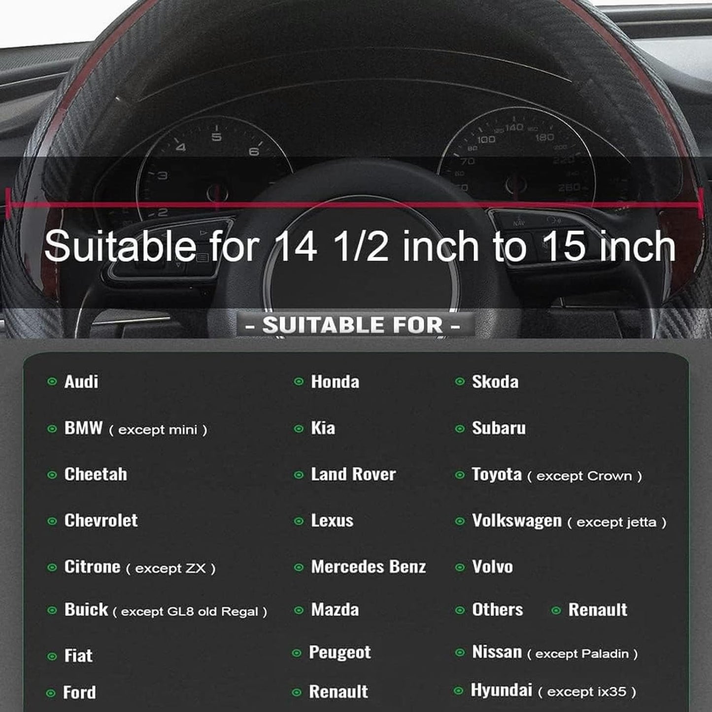 Xizopucy Wood Grain Steering Wheel Cover Red Universal Microfiber Leather, Suitable for 14 1/2-15 inch Comfortable Anti-Slip, Good Breathable and Odorless Car Steering Wheel Cover…