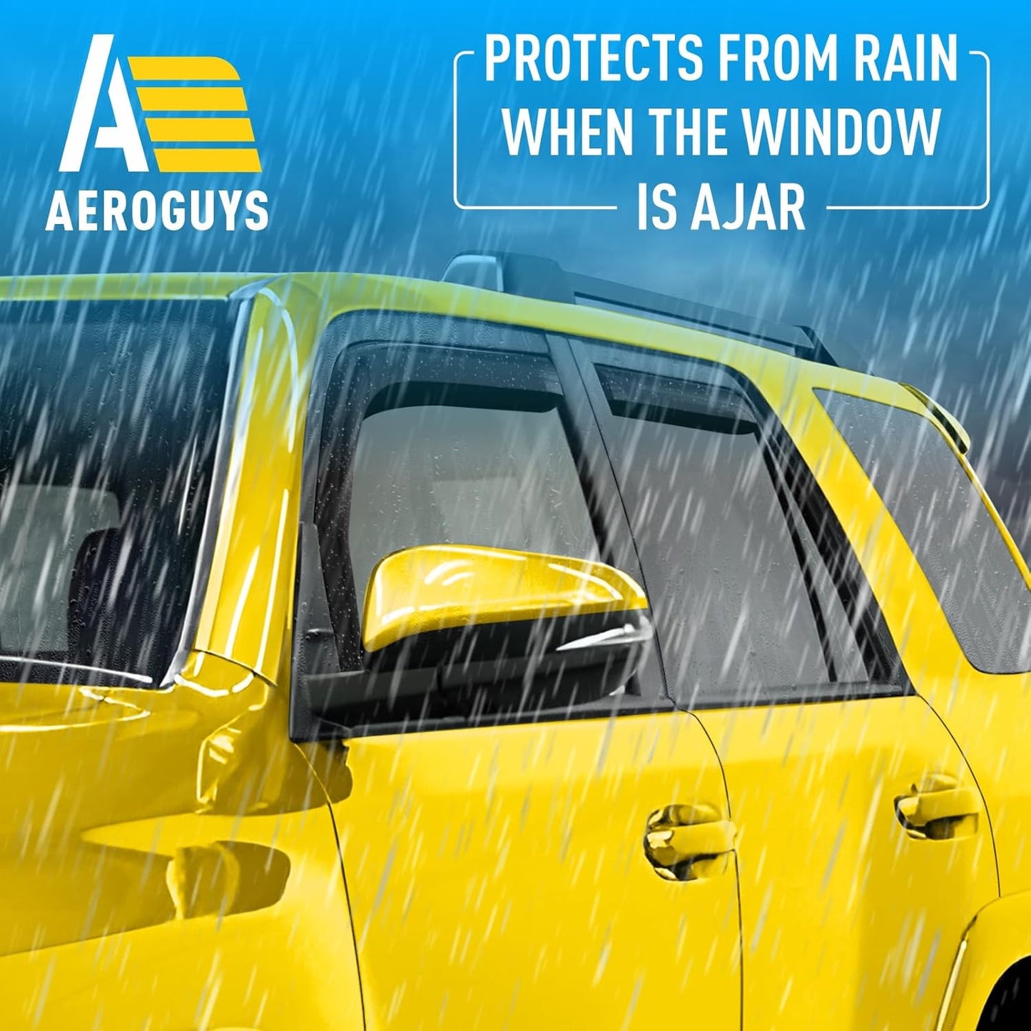 Extra Durable Window Deflectors Tape-On Window Visors Rain Guards Fit for Toyota 4Runner 2010-2024, Sun Visors, Wind Vent for Shades, Exterior Car Accessories - 4pcs. AG0112