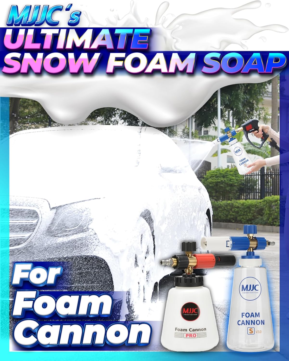 MJJC Foam (20 fl oz) Ultimate Snow Foam Car Wash Soap Specialized Car Shampoo for Foam Cannon and Pressure Washer, Safe for Cars (pH Neutral, 10x Concentrated) (Refreshing cider aroma)
