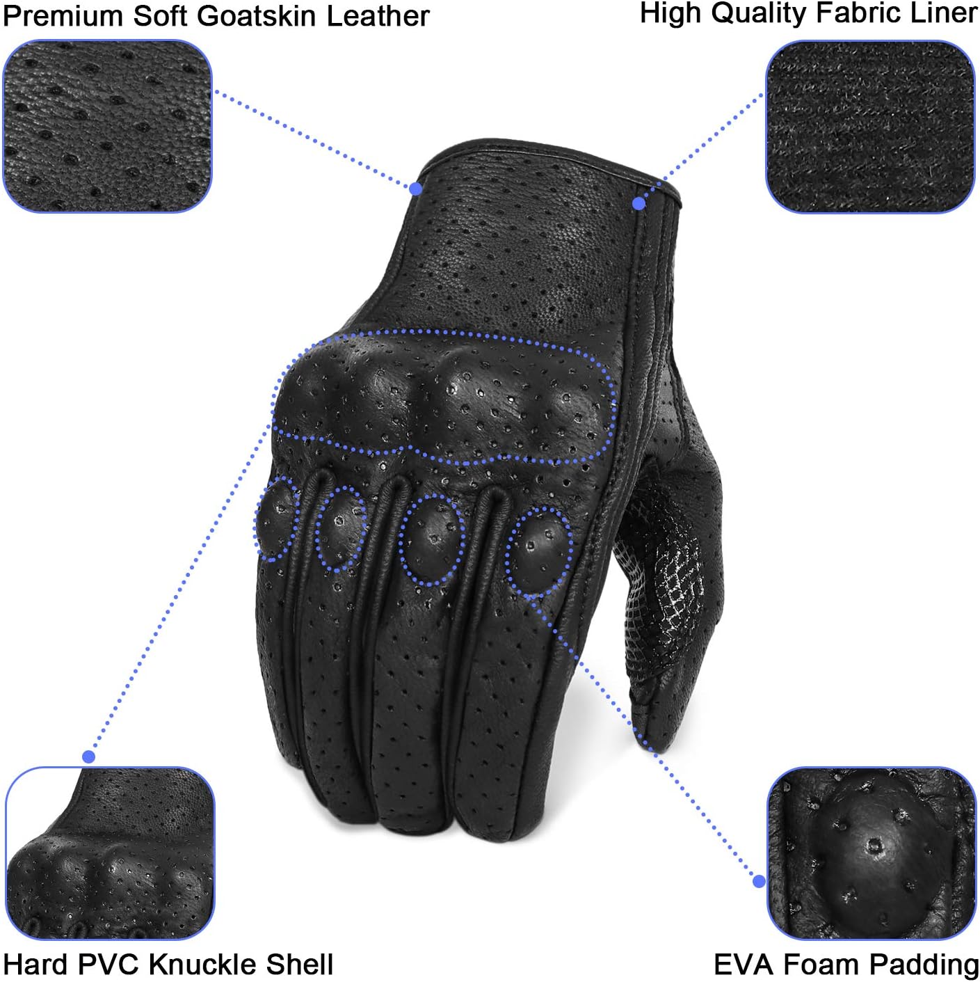 Superbike Updated Full Finger Anti-Slip Motorcycle Gloves Hard Knuckle Perforated Motorcycle Riding Gloves (Updated,Perforated, S)