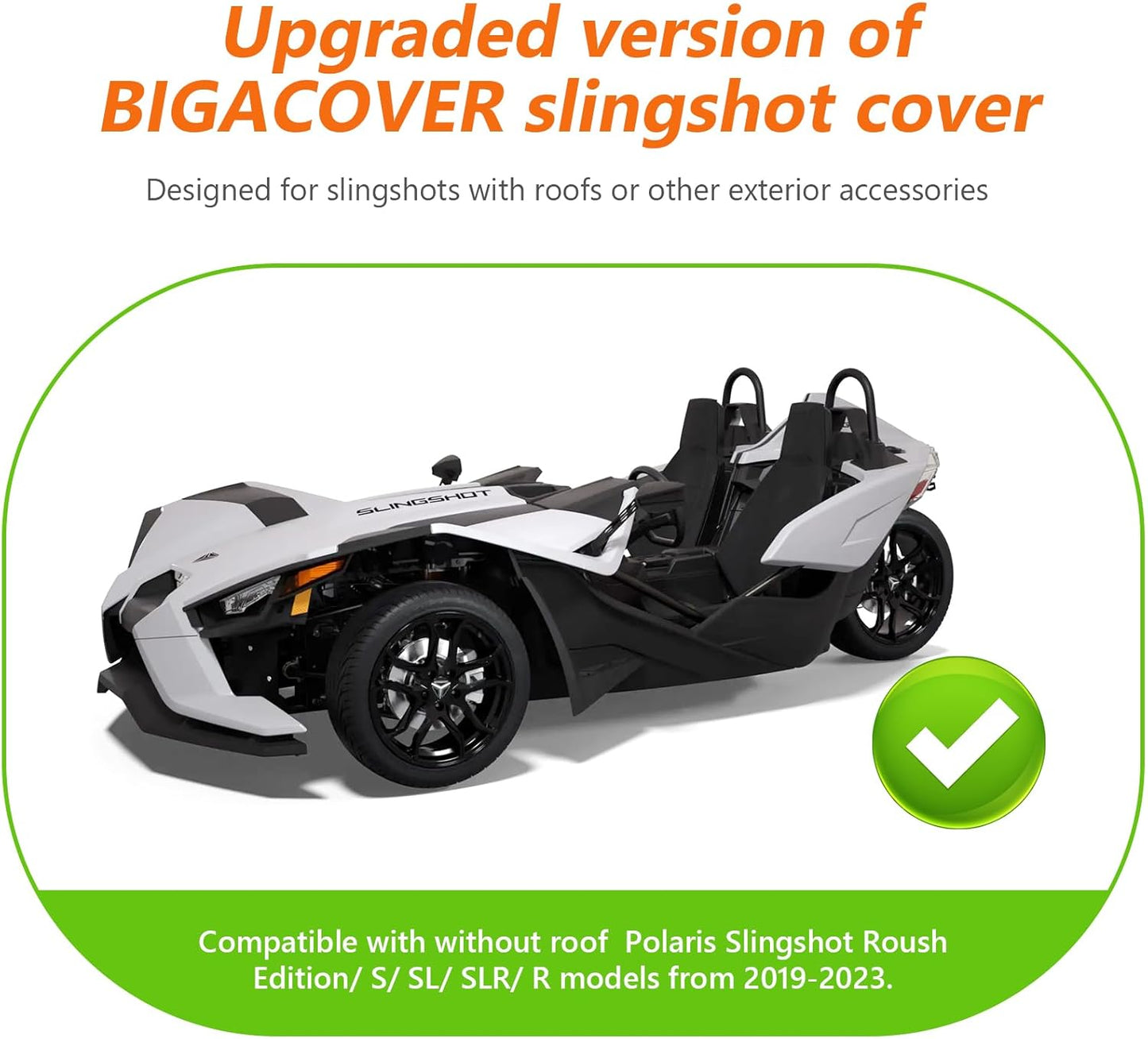 Full Cover Compatible with Polaris Slingshot with Roof, 420D Oxford Cloth Windshield Cover Waterproof Windproof All Weather Protection Covers for Slingshot S SL SLR R Signature LE Accessories