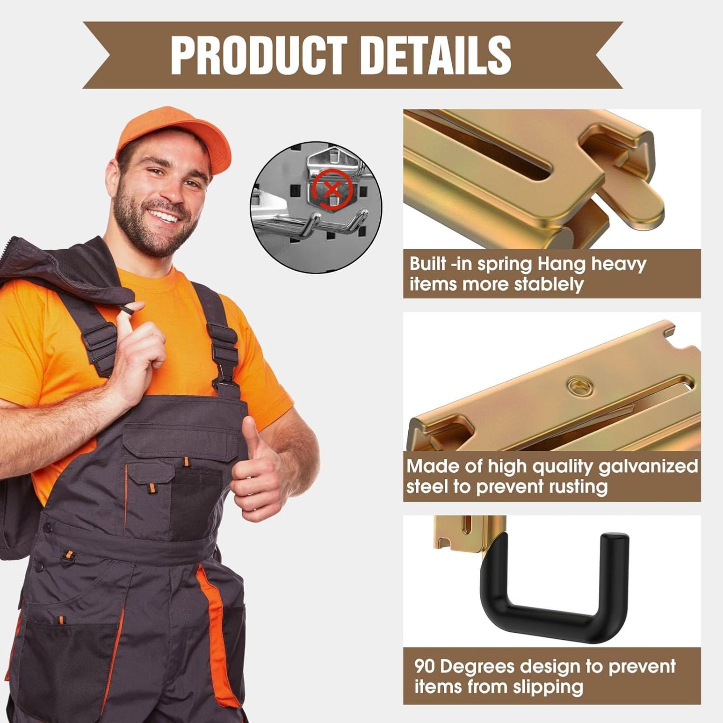 E Track Hook E Track Accessories ，E Track Accessories for Enclosed Trailer The dip molding Process is More Rust Resistant (6PCS E Track J Hooks)