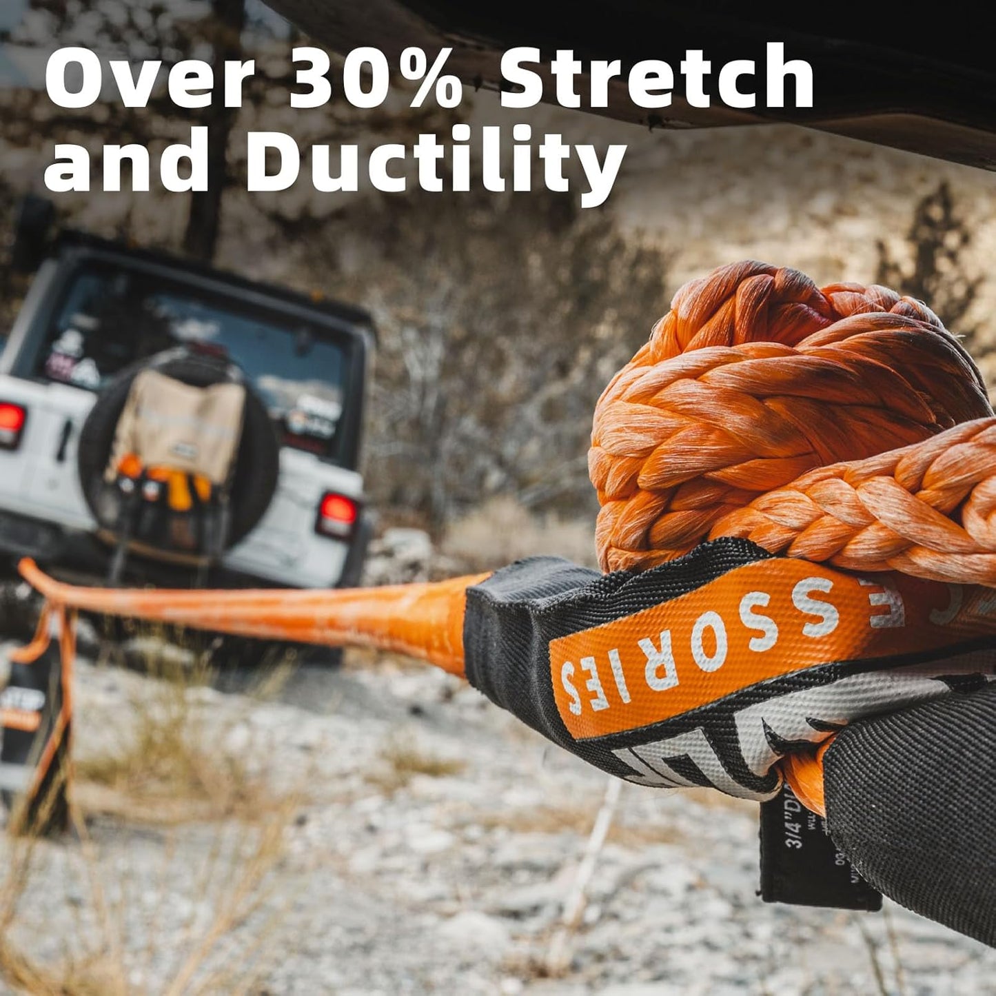 ALL-TOP Kinetic Recovery Rope, 48000Lbs, 1in x 30ft, Heavy Duty 30+% Elasticity, 16000Lbs Work Load Limit for 4x4 Offroad Vehicle