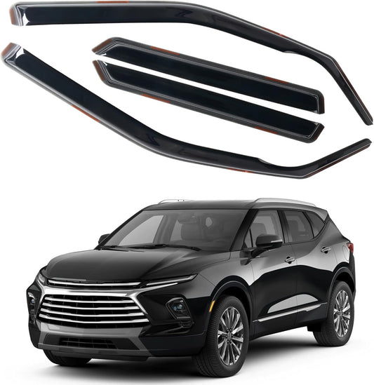 in Channel Rain Guards Fit for Chevrolet Chevy Blazer 2019 2020 2021 2022 2023 2024 2025, Smoke Tinted Side Window Wind Deflectors, Vent Window Visors Shades Shield, 4pcs